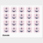 Sticker Carré Monogramme d'Ancre marine rose (Feuille)