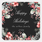 Sticker Carré Monogramme de baies de vacances classiques (Devant)