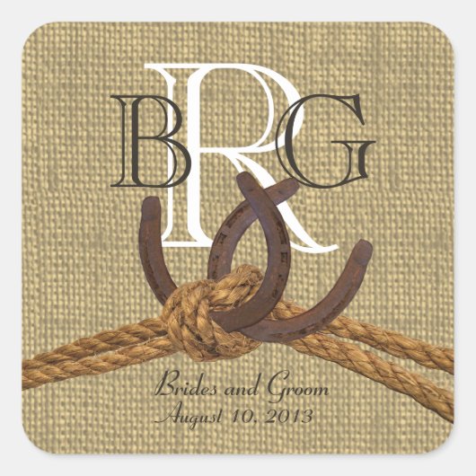 Sticker Carré Monogramme de fer à cheval (Devant)