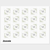 Sticker Carré Monogramme de feuillage d'eucalyptus verdure (Feuille)