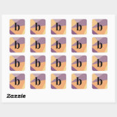 Sticker Carré Monogramme de lettre initiale gras Modern Sunset (Feuille)