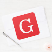 Sticker Carré Monogramme de lettre initiale rouge blanc simple (Enveloppe)