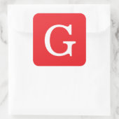 Sticker Carré Monogramme de lettre initiale rouge blanc simple (Sac)