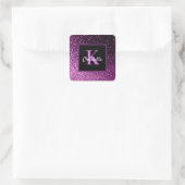 Sticker Carré Monogramme de luxe pailleté rose violet pour anniv (Sac)