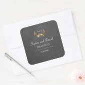 Sticker Carré Monogramme de Mariage de tableau de bord floral un (Enveloppe)