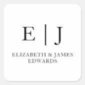 Sticker Carré Monogramme de mariage simple Initiales du couple (Devant)