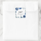 Sticker Carré Monogramme de Merci floral bleu et bleu - (Sac)