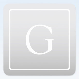 Sticker Carré Monogramme de nom de famille avec un dégradé gris