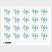 Sticker Carré monogramme de nom INTIAL élégant minimal (Feuille)