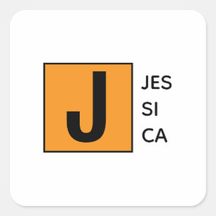Sticker Carré Monogramme de nom professionnel élégant moderne