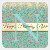 Sticker Carré Monogramme de plumes de civelle chic (Devant)