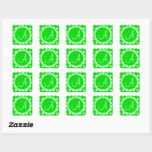 Sticker Carré Monogramme de point de polka vert (Feuille)