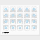 Sticker Carré Monogramme de Quatrefoil bleu clair de Chevron Lt (Feuille)