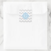 Sticker Carré Monogramme de Quatrefoil bleu clair de Chevron Lt (Sac)