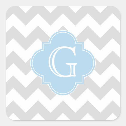 Sticker Carré Monogramme de Quatrefoil bleu clair de Chevron Lt (Devant)
