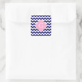 Sticker Carré Monogramme de Quatrefoil rose Chevron ZigZag (Sac)