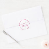Sticker Carré Monogramme de script moderne Adresse Magenta Pink (Enveloppe)