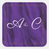 Sticker Carré Monogramme de soie violette et d'or (Devant)