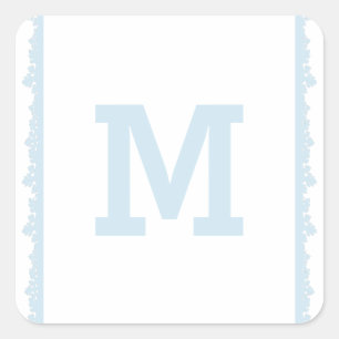 Sticker Carré Monogramme de vacances Blue Snowflake Cadre