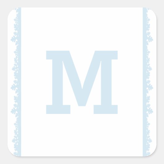 Sticker Carré Monogramme de vacances Blue Snowflake Cadre (Devant)