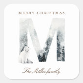 Sticker Carré Monogramme de vacances d'animaux de la forêt des m (Devant)