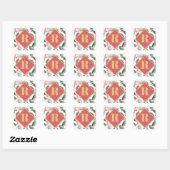 Sticker Carré Monogramme de verdure botanique Noël (Feuille)
