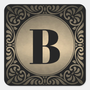 Sticker Carré Monogramme Décoratif Noir