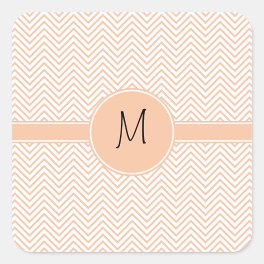 Sticker Carré Monogramme Delicate tendance Orange Chevron (Devant)