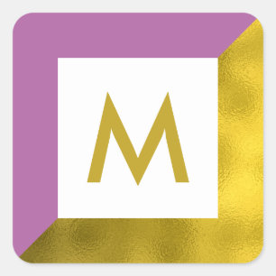 Sticker Carré Monogramme d'huile d'orchidée et d'or Faux