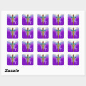 Sticker Carré MONOGRAMME D'OR CADUCÉ, Bleu violet (Feuille)