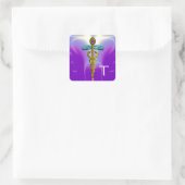 Sticker Carré MONOGRAMME D'OR CADUCÉ, Bleu violet (Sac)