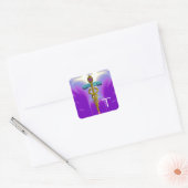 Sticker Carré MONOGRAMME D'OR CADUCÉ, Bleu violet (Enveloppe)