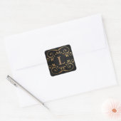 Sticker Carré Monogramme d'or de soie noire (Enveloppe)