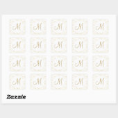 Sticker Carré Monogramme doré écriture poussière d'or (Feuille)