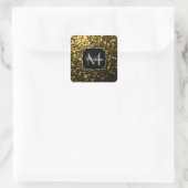 Sticker Carré Monogramme doré foncé jaune faux parties scintilla (Sac)