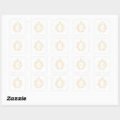 Sticker Carré Monogramme doré minimal (Feuille)