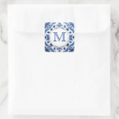 Sticker Carré monogramme du mariage bleu de déverrouillage (Sac)