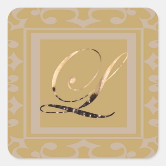 Sticker Carré Monogramme élégant en lettre L or (Devant)