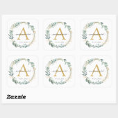 Sticker Carré Monogramme, élégant mariage eucalyptus (Feuille)