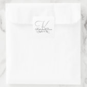 Sticker Carré Monogramme Élégant Minimaliste Mariage Simple Fave (Sac)