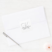 Sticker Carré Monogramme Élégant Minimaliste Mariage Simple Fave (Enveloppe)