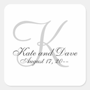 Sticker Carré Monogramme Élégant Minimaliste Mariage Simple Fave