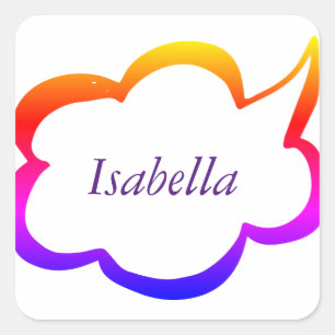Sticker Carré Monogramme Fillette Arc-en-Ciel Moderne