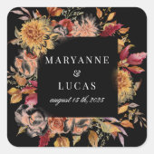 Sticker Carré Monogramme Floral Automne Maussade (Devant)