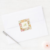 Sticker Carré Monogramme Floral Damask (Enveloppe)