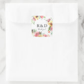 Sticker Carré Monogramme floral de tournesol d'été (Sac)