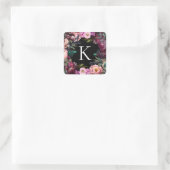 Sticker Carré Monogramme floral moderne | Pivoines douces (Sac)