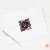 Sticker Carré Monogramme floral moderne | Pivoines douces (Enveloppe)