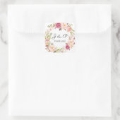 Sticker Carré Monogramme floral rose - Blanc (Sac)
