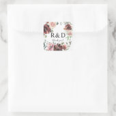Sticker Carré Monogramme floral rose de Bourgogne et Dusty (Sac)
